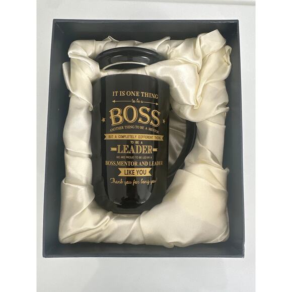 Boss gift coffee mug set with lid New with Box Christmas gift holiday office - Picture 1 of 6